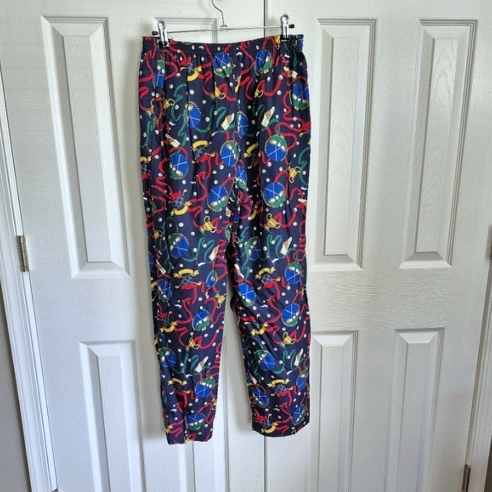 Vintage Talbots Fun Golf Print Pants Navy Blue Rayon Women's Small - Picture 9 of 11